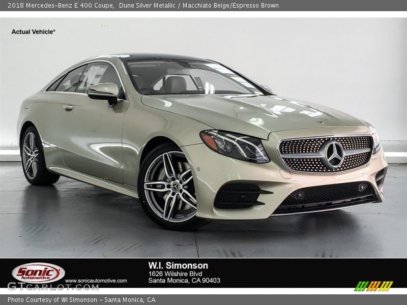 Dune Silver Metallic / Macchiato Beige/Espresso Brown 2018 Mercedes-Benz E 400 Coupe