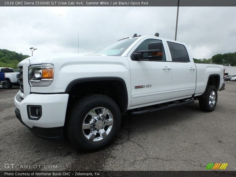 Summit White / Jet Black/­Spice Red 2018 GMC Sierra 2500HD SLT Crew Cab 4x4