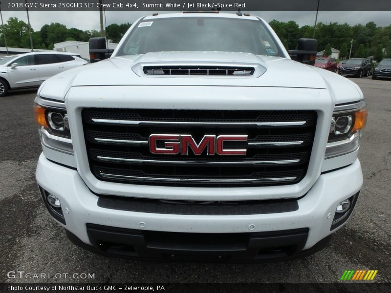 Summit White / Jet Black/­Spice Red 2018 GMC Sierra 2500HD SLT Crew Cab 4x4