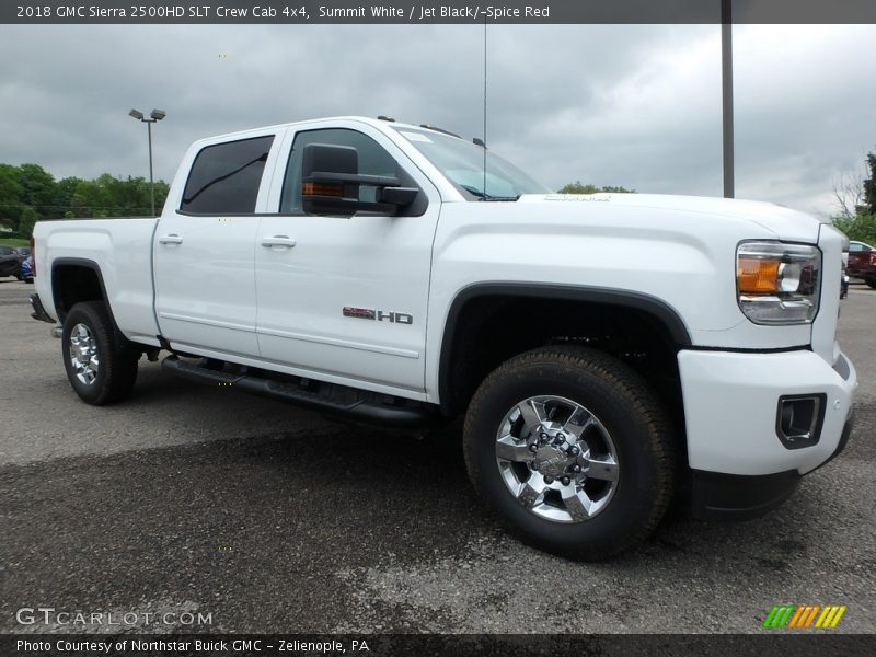 Summit White / Jet Black/­Spice Red 2018 GMC Sierra 2500HD SLT Crew Cab 4x4