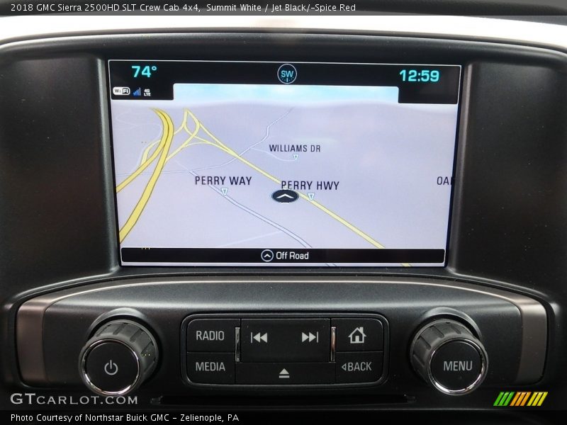 Summit White / Jet Black/­Spice Red 2018 GMC Sierra 2500HD SLT Crew Cab 4x4