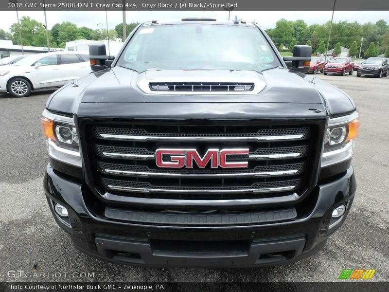 Onyx Black / Jet Black/­Spice Red 2018 GMC Sierra 2500HD SLT Crew Cab 4x4