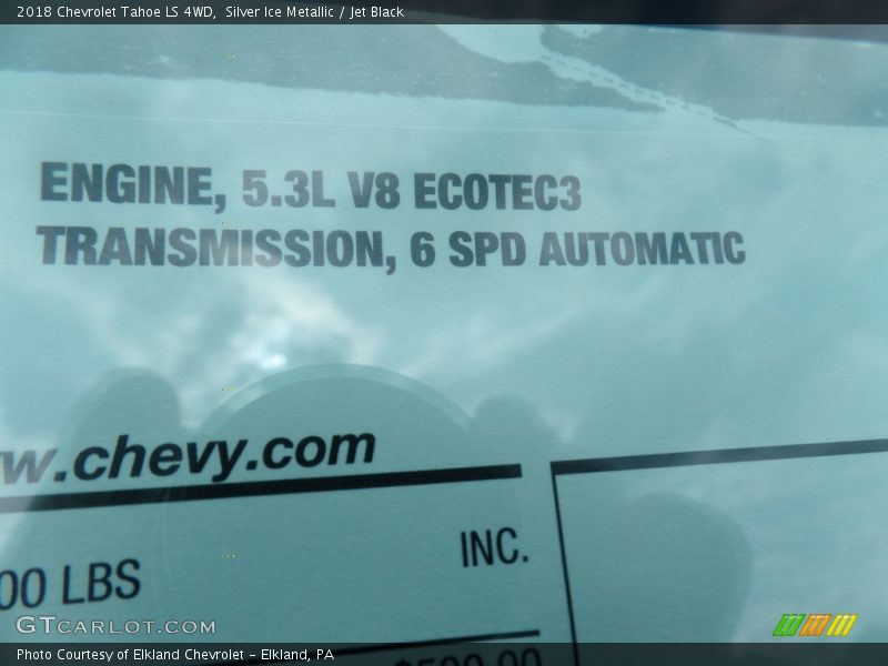 Silver Ice Metallic / Jet Black 2018 Chevrolet Tahoe LS 4WD