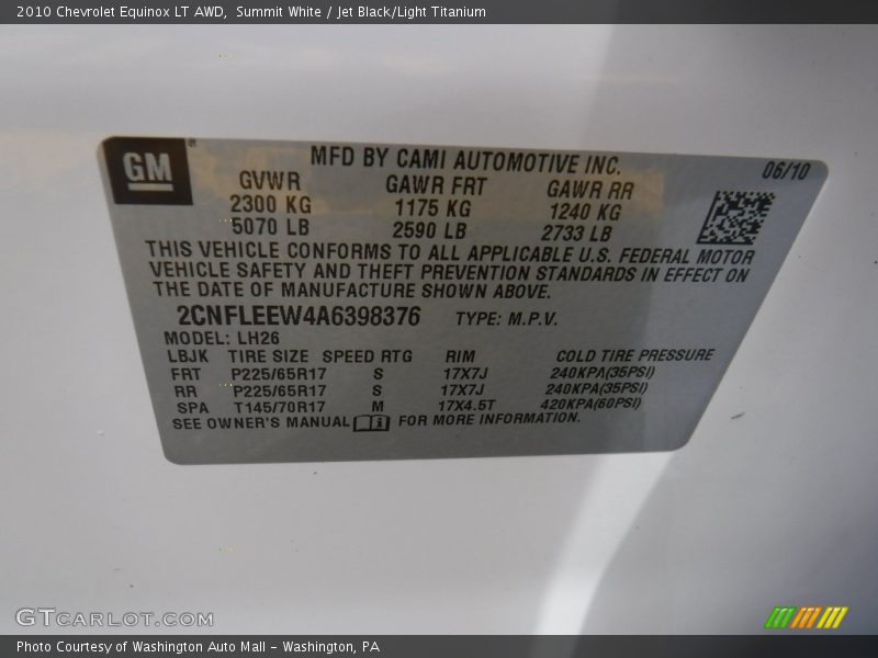 Summit White / Jet Black/Light Titanium 2010 Chevrolet Equinox LT AWD