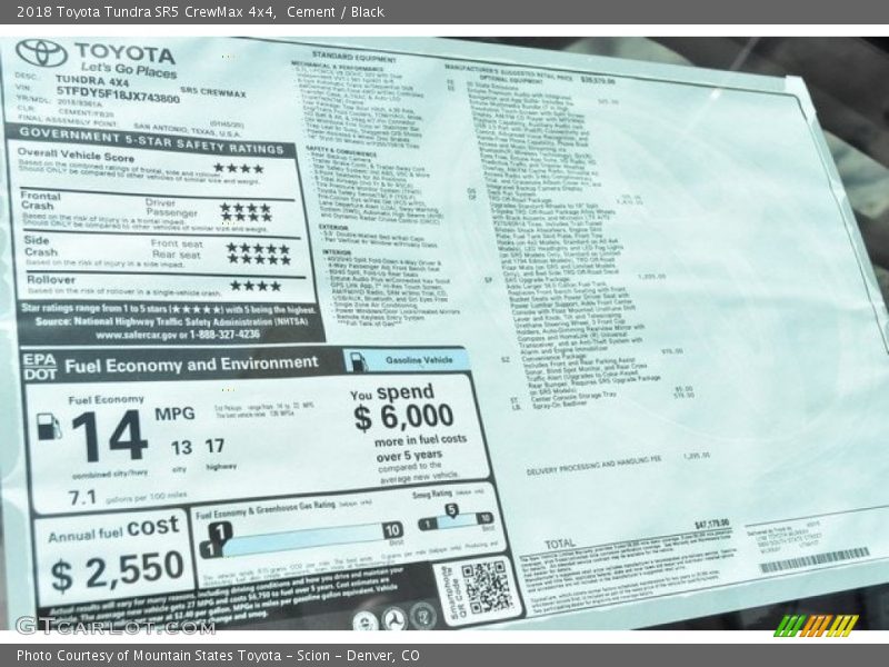 Cement / Black 2018 Toyota Tundra SR5 CrewMax 4x4