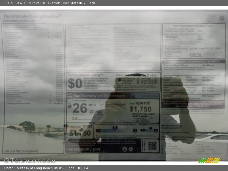 Glacier Silver Metallic / Black 2019 BMW X3 sDrive30i