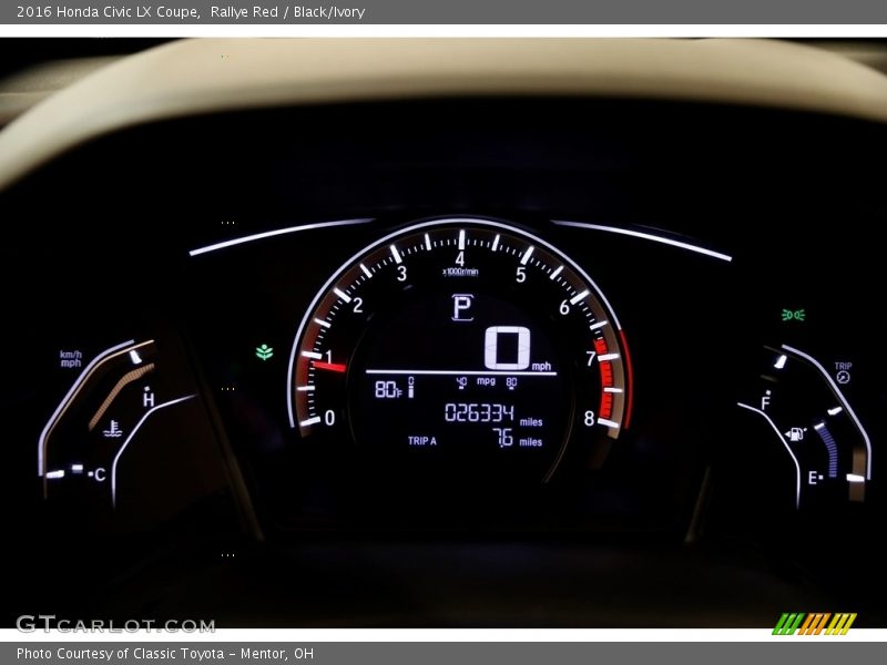 Rallye Red / Black/Ivory 2016 Honda Civic LX Coupe