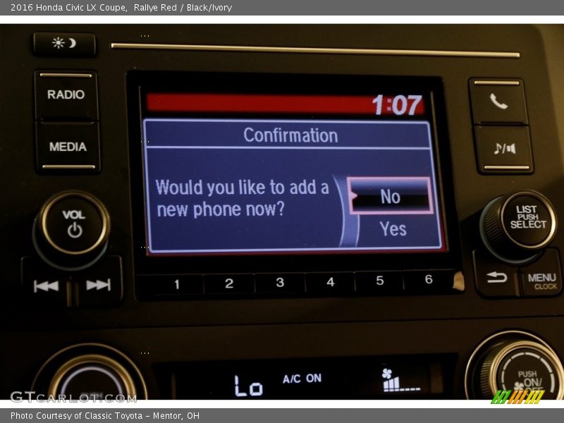 Rallye Red / Black/Ivory 2016 Honda Civic LX Coupe