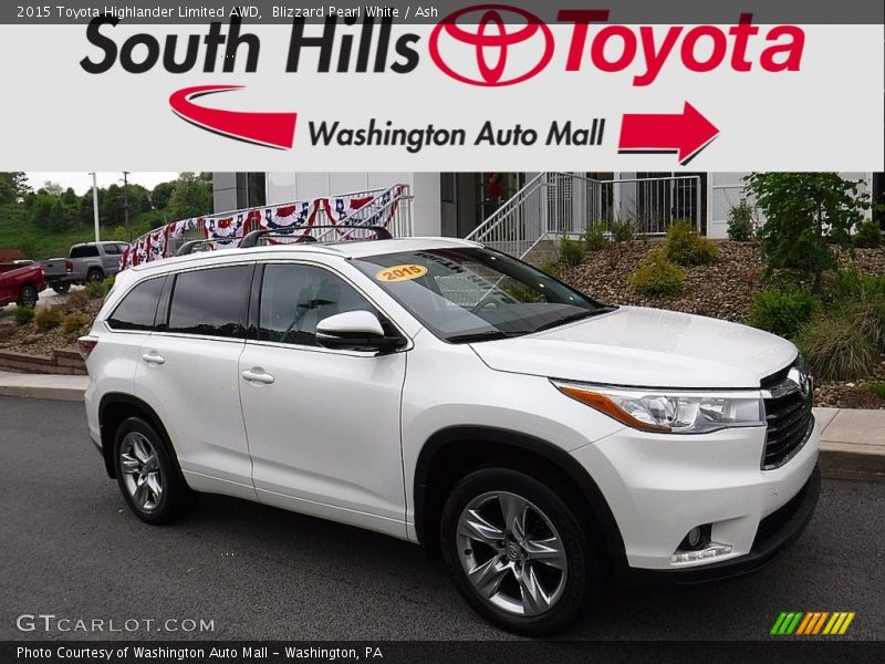 Blizzard Pearl White / Ash 2015 Toyota Highlander Limited AWD