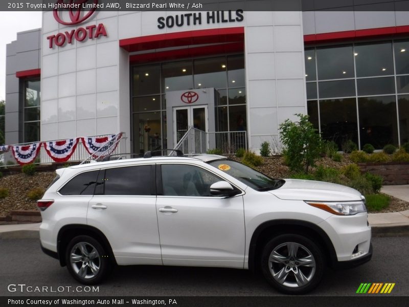 Blizzard Pearl White / Ash 2015 Toyota Highlander Limited AWD