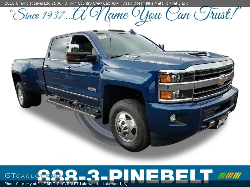 Deep Ocean Blue Metallic / Jet Black 2018 Chevrolet Silverado 3500HD High Country Crew Cab 4x4
