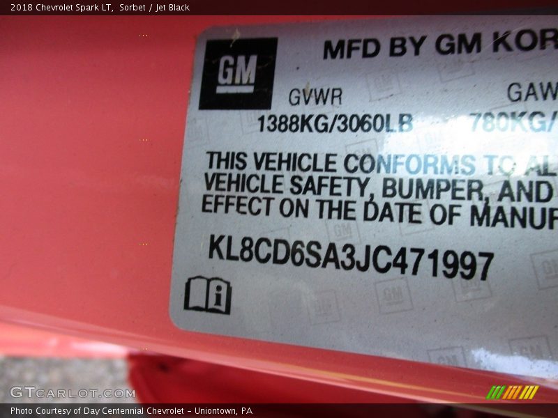 Sorbet / Jet Black 2018 Chevrolet Spark LT