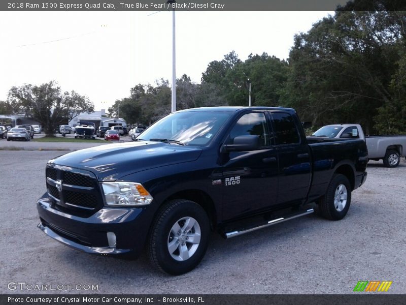 True Blue Pearl / Black/Diesel Gray 2018 Ram 1500 Express Quad Cab