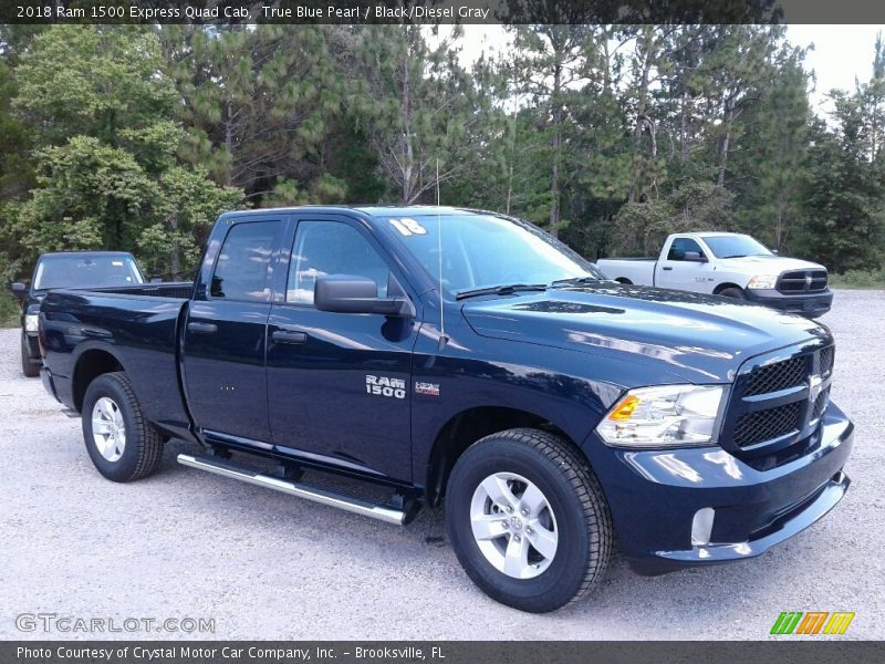 True Blue Pearl / Black/Diesel Gray 2018 Ram 1500 Express Quad Cab