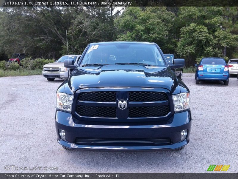 True Blue Pearl / Black/Diesel Gray 2018 Ram 1500 Express Quad Cab