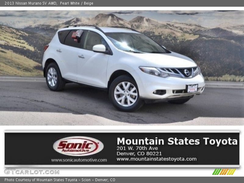 Pearl White / Beige 2013 Nissan Murano SV AWD