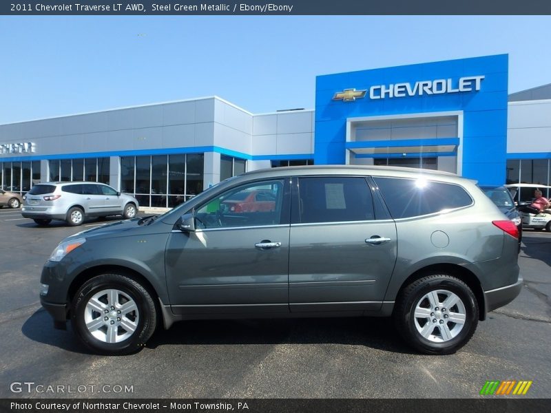 Steel Green Metallic / Ebony/Ebony 2011 Chevrolet Traverse LT AWD