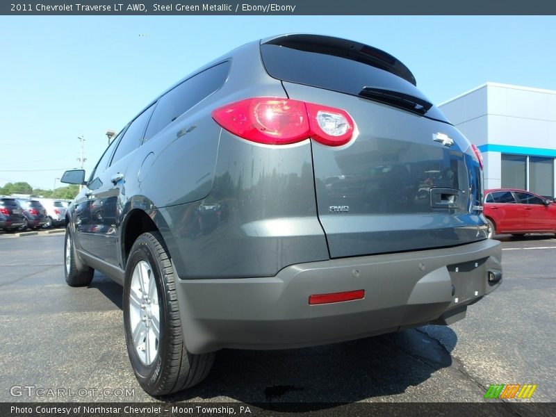 Steel Green Metallic / Ebony/Ebony 2011 Chevrolet Traverse LT AWD