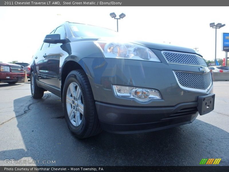 Steel Green Metallic / Ebony/Ebony 2011 Chevrolet Traverse LT AWD
