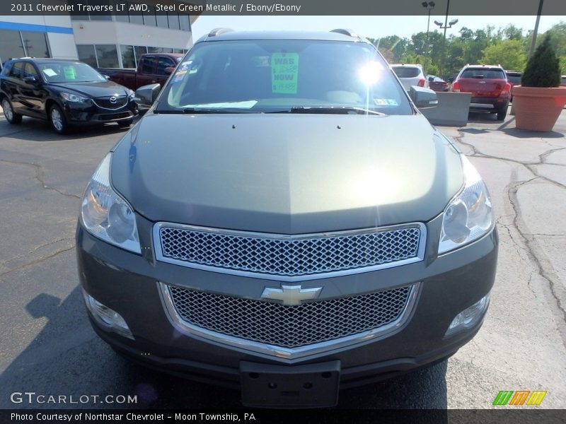 Steel Green Metallic / Ebony/Ebony 2011 Chevrolet Traverse LT AWD