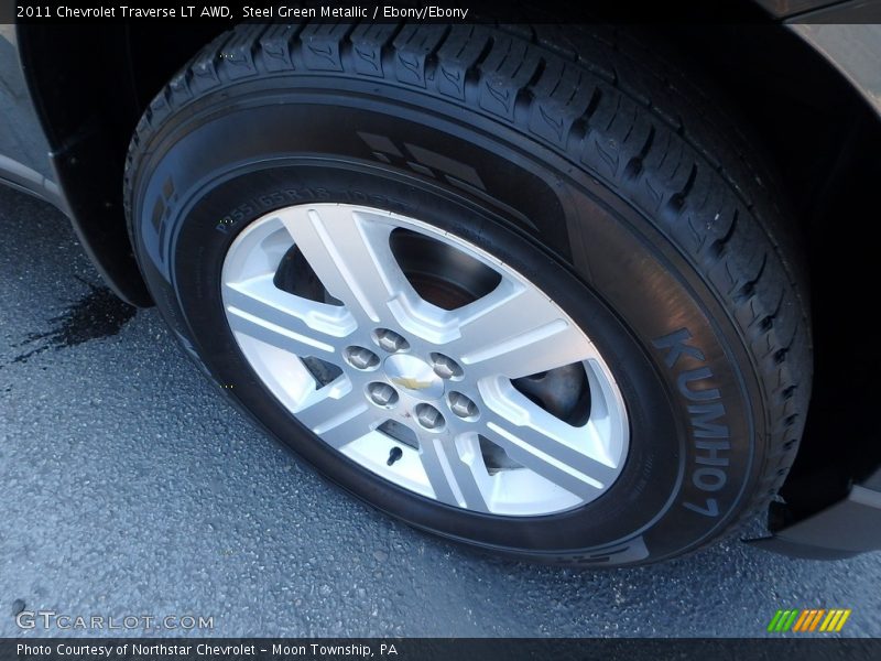 Steel Green Metallic / Ebony/Ebony 2011 Chevrolet Traverse LT AWD