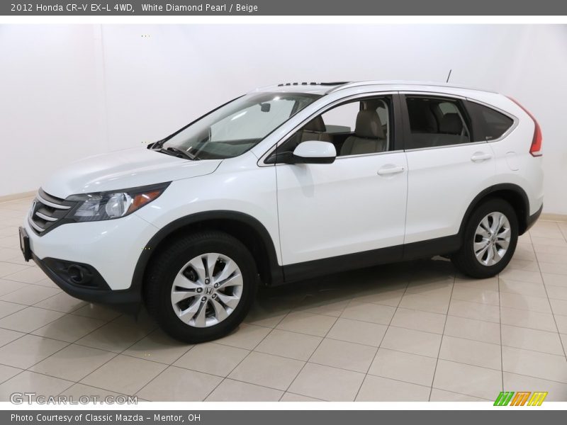 White Diamond Pearl / Beige 2012 Honda CR-V EX-L 4WD