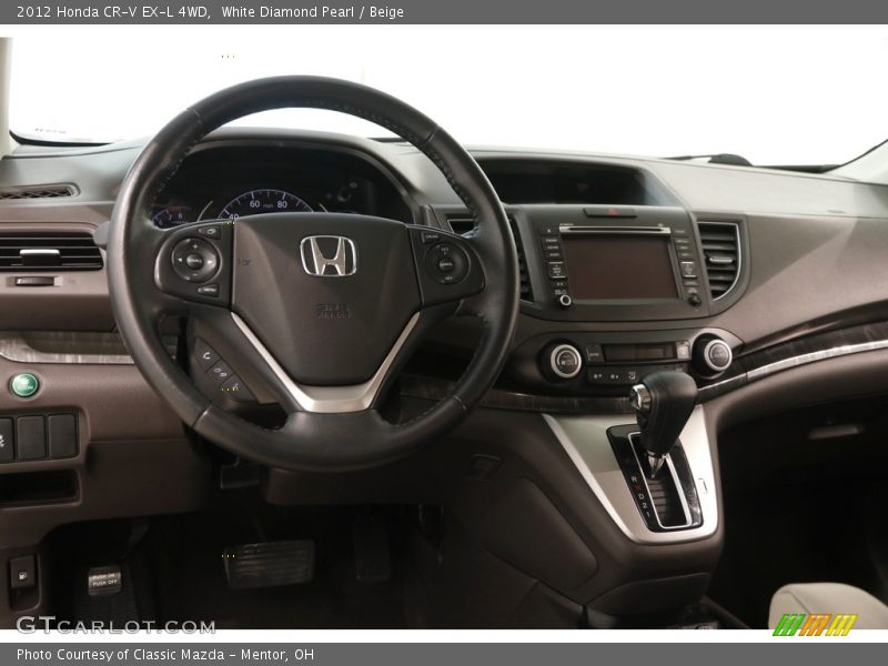 White Diamond Pearl / Beige 2012 Honda CR-V EX-L 4WD