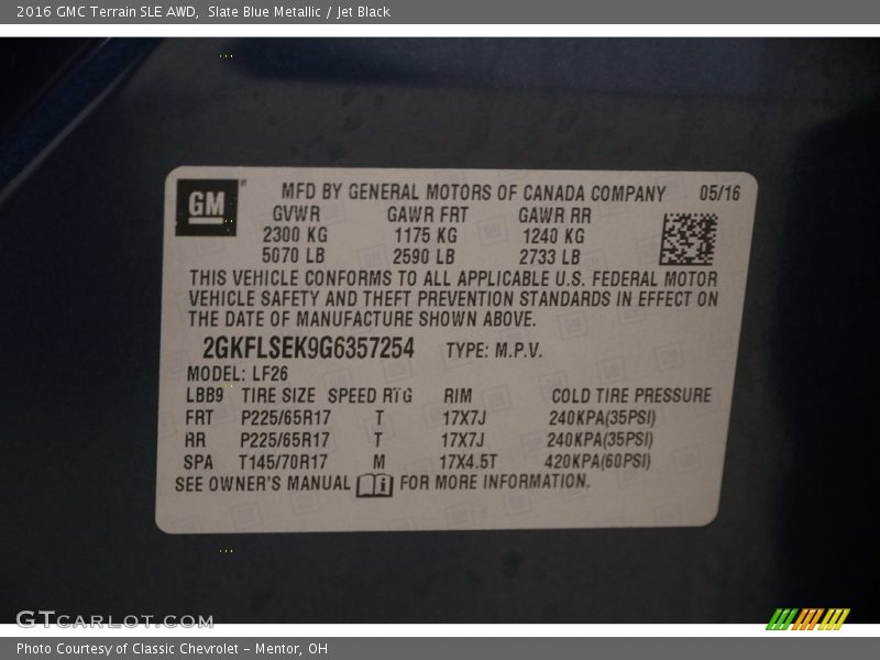 Slate Blue Metallic / Jet Black 2016 GMC Terrain SLE AWD