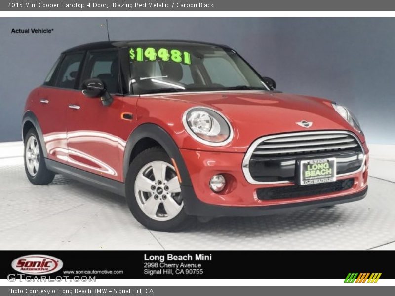 Blazing Red Metallic / Carbon Black 2015 Mini Cooper Hardtop 4 Door