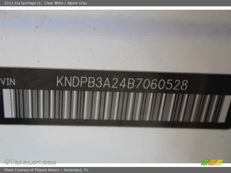 Clear White / Alpine Gray 2011 Kia Sportage LX