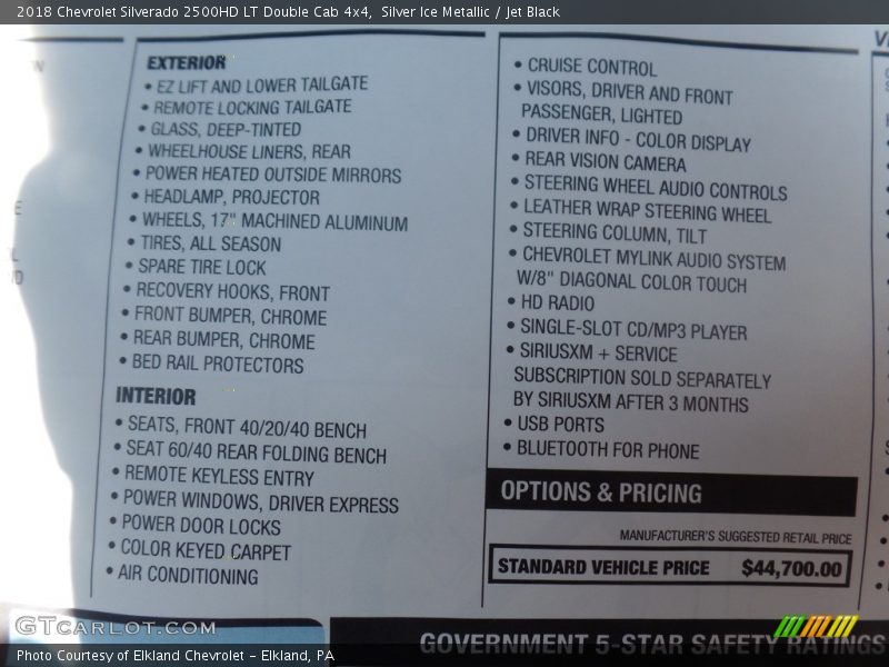 Silver Ice Metallic / Jet Black 2018 Chevrolet Silverado 2500HD LT Double Cab 4x4