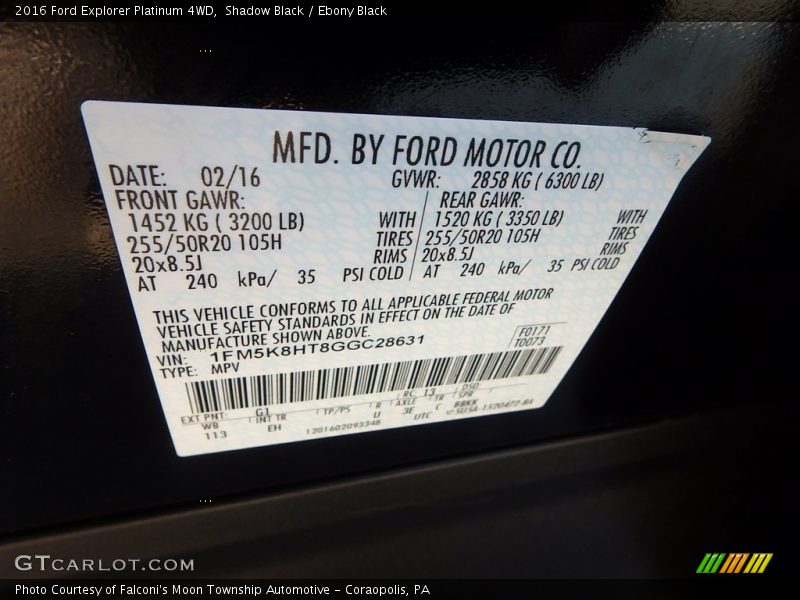 Shadow Black / Ebony Black 2016 Ford Explorer Platinum 4WD