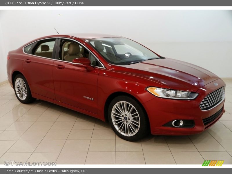 Ruby Red / Dune 2014 Ford Fusion Hybrid SE