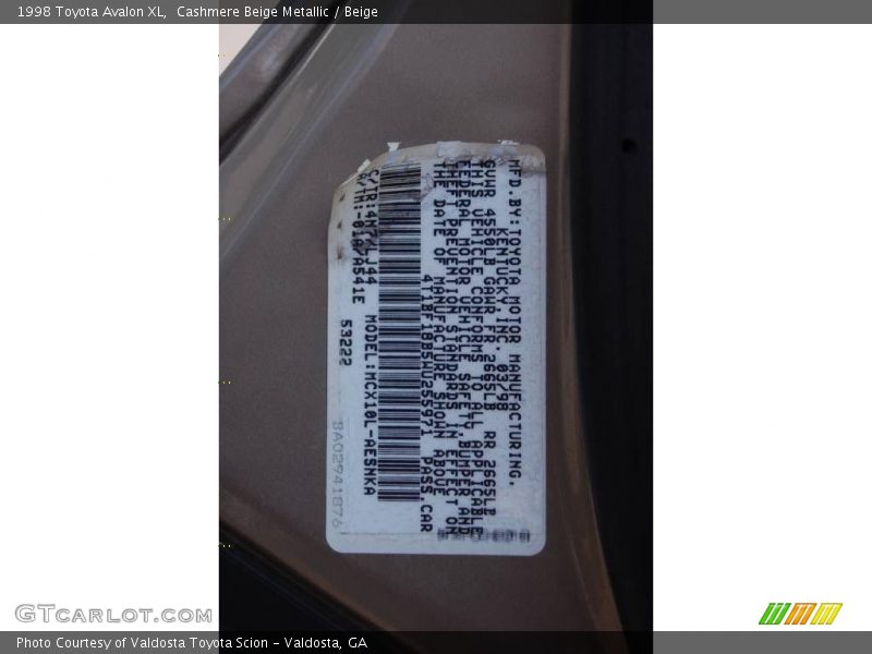 Cashmere Beige Metallic / Beige 1998 Toyota Avalon XL