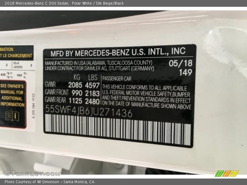 Polar White / Silk Beige/Black 2018 Mercedes-Benz C 300 Sedan