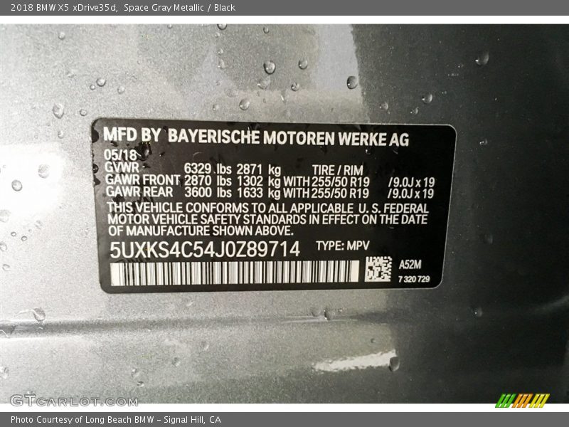 Space Gray Metallic / Black 2018 BMW X5 xDrive35d