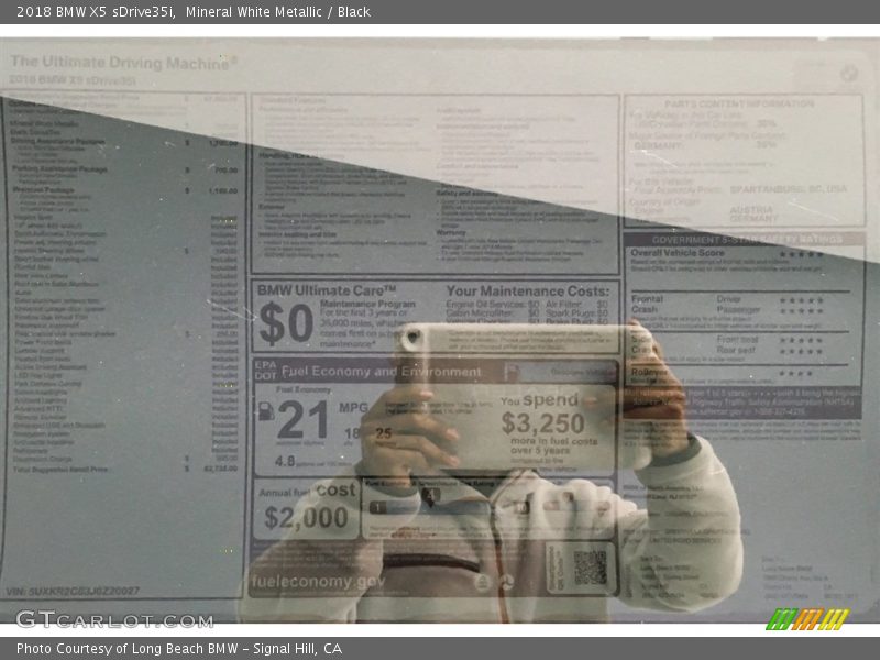 Mineral White Metallic / Black 2018 BMW X5 sDrive35i