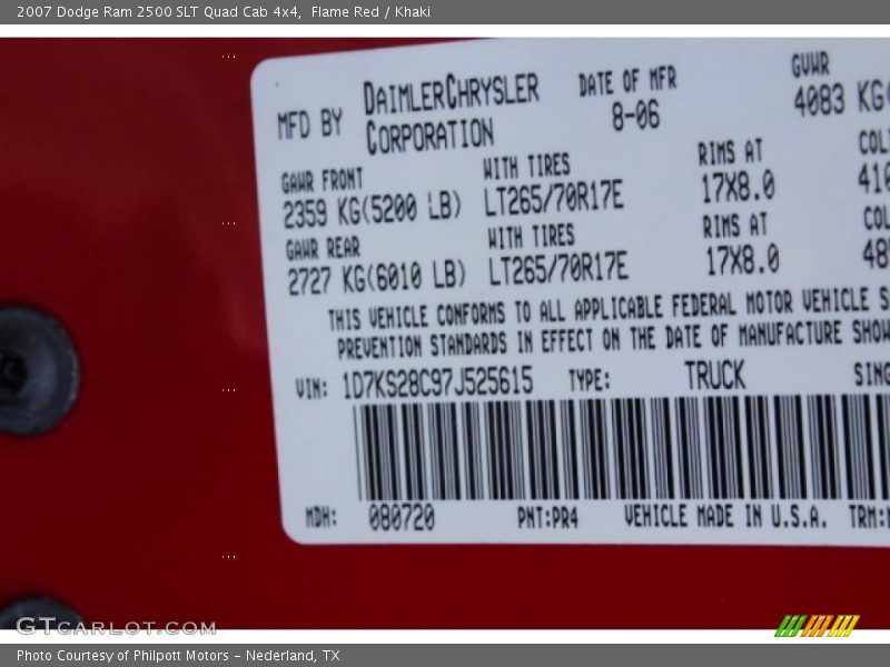 Flame Red / Khaki 2007 Dodge Ram 2500 SLT Quad Cab 4x4