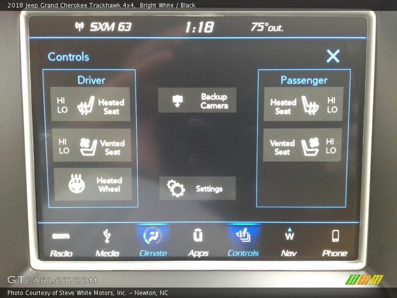 Controls of 2018 Grand Cherokee Trackhawk 4x4