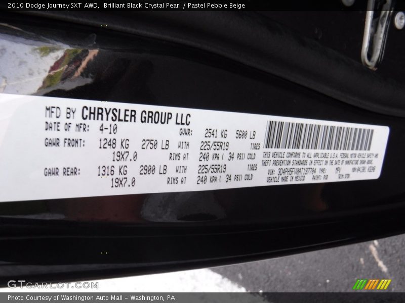 Brilliant Black Crystal Pearl / Pastel Pebble Beige 2010 Dodge Journey SXT AWD
