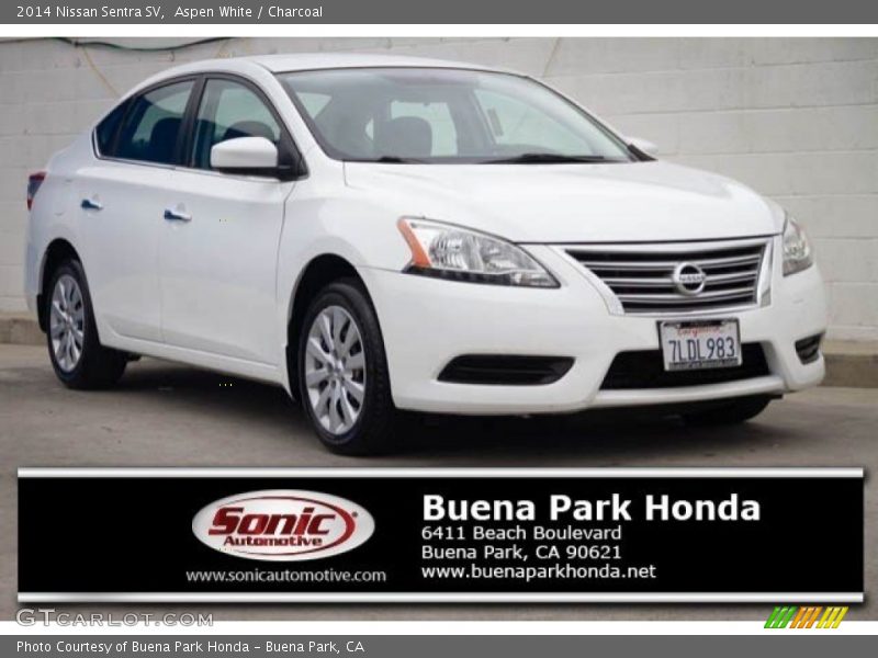 Aspen White / Charcoal 2014 Nissan Sentra SV