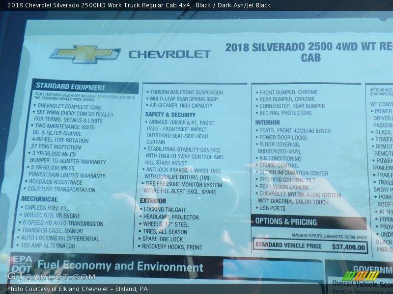 Black / Dark Ash/Jet Black 2018 Chevrolet Silverado 2500HD Work Truck Regular Cab 4x4