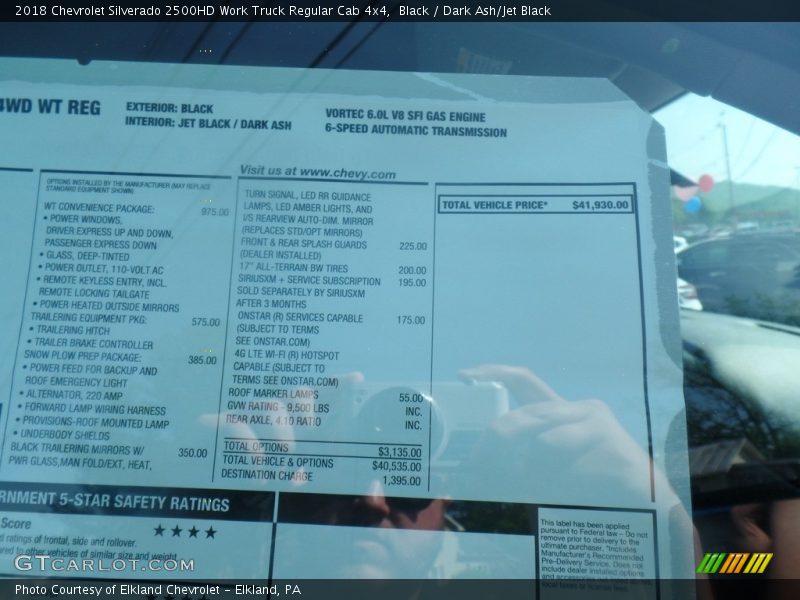 Black / Dark Ash/Jet Black 2018 Chevrolet Silverado 2500HD Work Truck Regular Cab 4x4