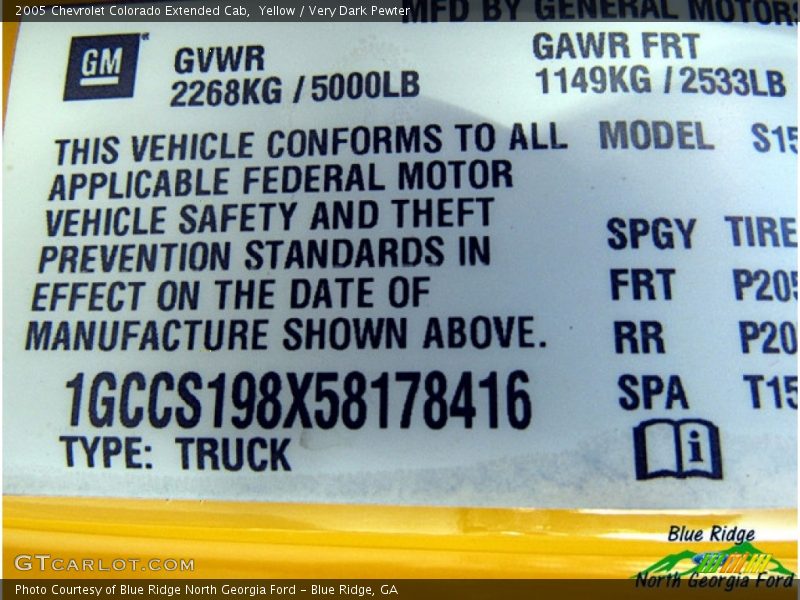 Yellow / Very Dark Pewter 2005 Chevrolet Colorado Extended Cab