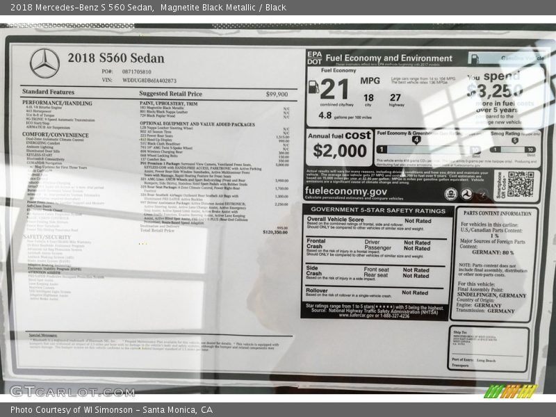 Magnetite Black Metallic / Black 2018 Mercedes-Benz S 560 Sedan