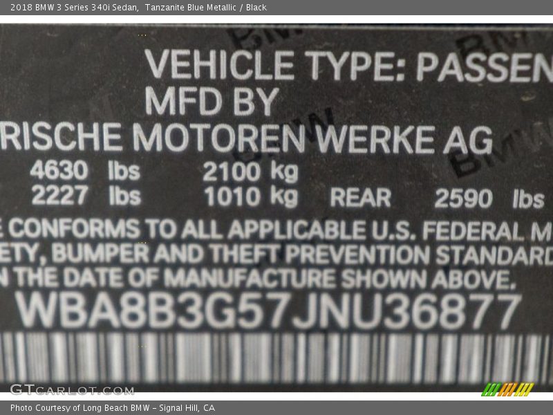 Tanzanite Blue Metallic / Black 2018 BMW 3 Series 340i Sedan