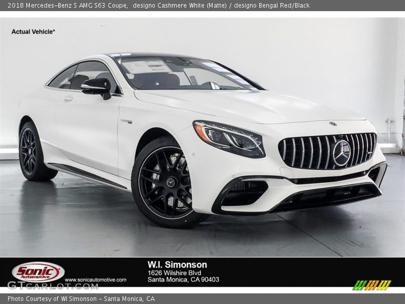 designo Cashmere White (Matte) / designo Bengal Red/Black 2018 Mercedes-Benz S AMG S63 Coupe