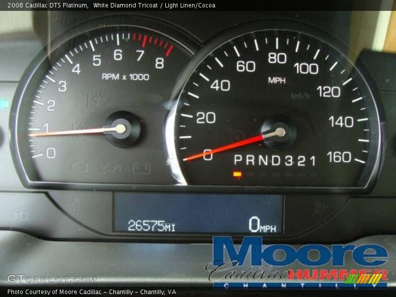 White Diamond Tricoat / Light Linen/Cocoa 2008 Cadillac DTS Platinum