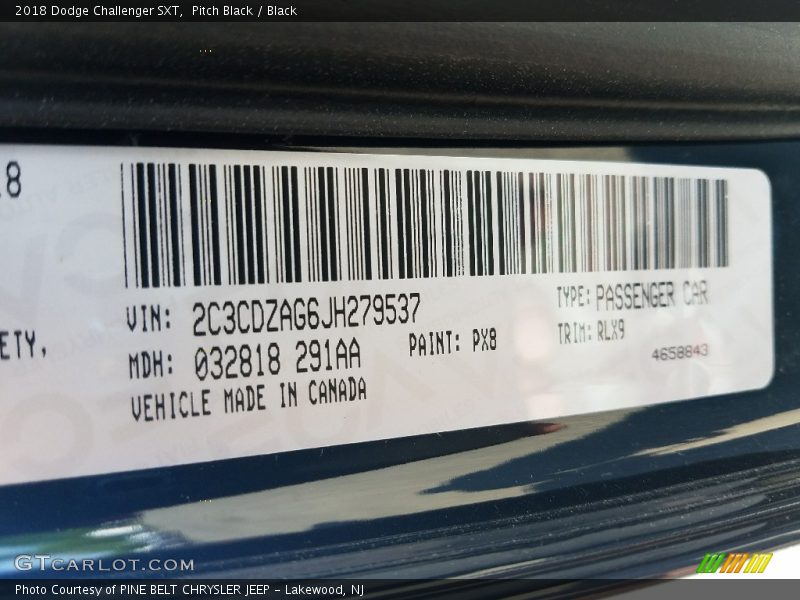 Pitch Black / Black 2018 Dodge Challenger SXT