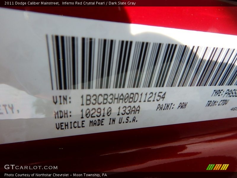 Inferno Red Crystal Pearl / Dark Slate Gray 2011 Dodge Caliber Mainstreet